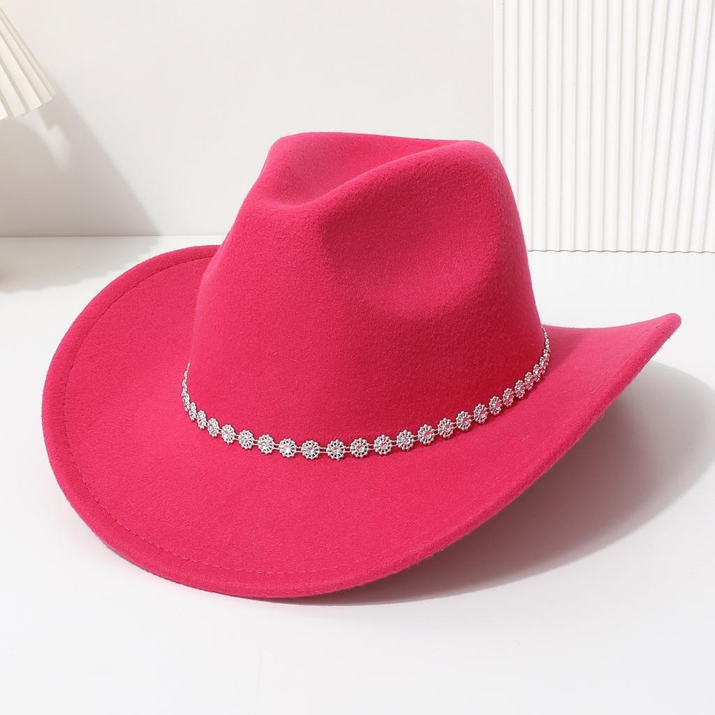 European and American small floral bright diamond western cowboy top hat men's and women's casual top hat party jazz hat