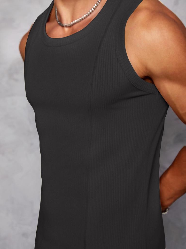 Men's Korean Style Quick-Dry Sleeveless Slim Fit Tank Top for Summer Fitness