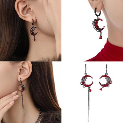 Trendy Crescent Moon Tassel Earrings Artistic Crescent Earrings With Delicate Tassels Accents for Daily Wear Parties