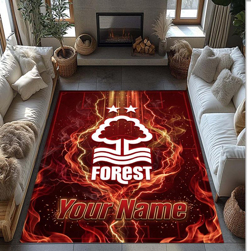 Nottingham Forest FC Bedruckter Kristall-Samtteppich Rutschfester Kristall-Samtteppich Für Sofa Schlafzimmer Innenbereich Heimdekoration