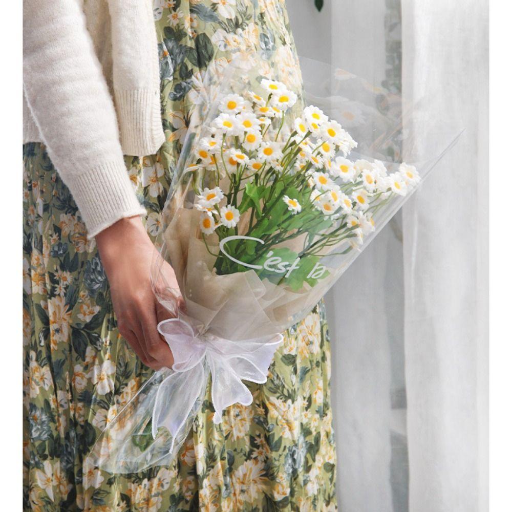 50Pcs Transparent Flower Wrapping Bag Waterproof Floral Wrappers  Wedding Party Decoration