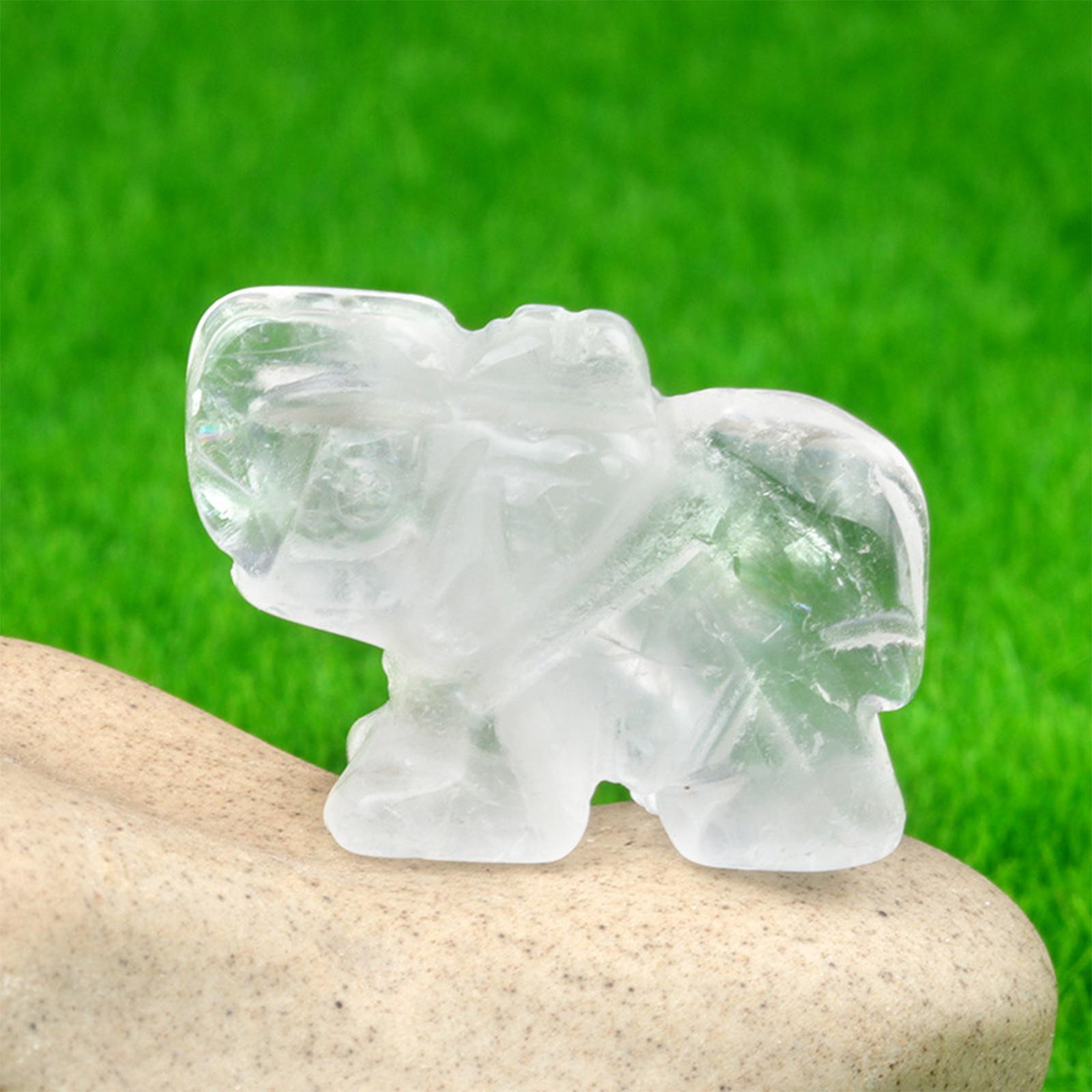 Natural Carved Healings Crystal Elephant Figurines Gemstones Table Ornament Elephant Decors Statues Home Decorations