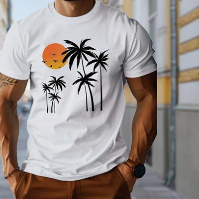 Nové letní tričko pánské módy Pánské tričko s potiskem Personality Sunset Glow
