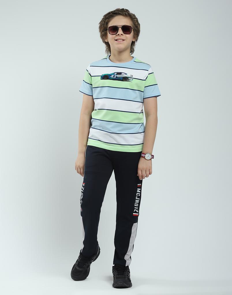 Monte Carlo Boy's Striped Pattern Regular Fit Half Sleeve T-Shirt