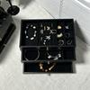 Large Capacity Walnut Wood Pattern Jewelry Box With Multiple Layers For Gift And Travel Storage