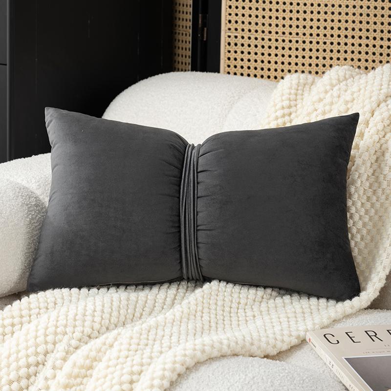 Velvet Bow Pillow Soft Plush Cushion Cover Home Decor Solid Color Pillow Covers Living Room Bedroom Tatami Decorative Pillowcase
