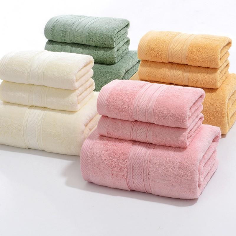 Bamboo fiber towel Bath towel Flat weave water absorption does not fade Plain color broken file Face towel