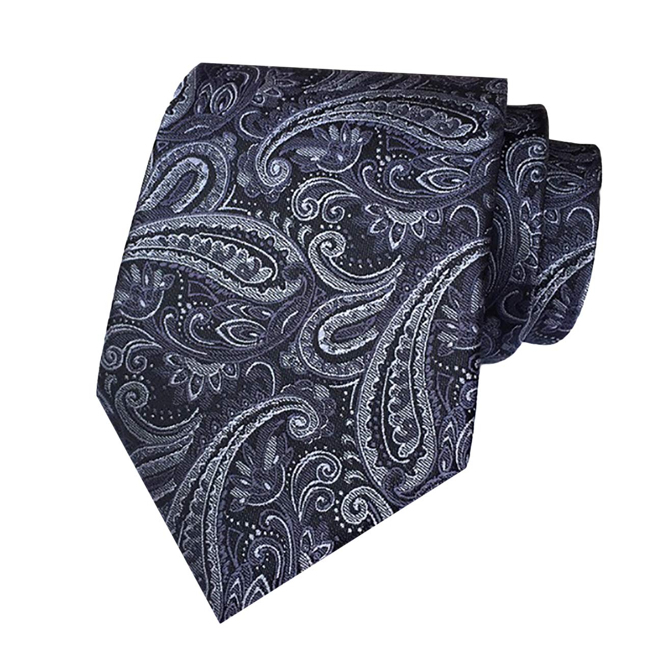 

WHITE FANG Paisley Necktie, Washable, Solid Color, Suitable for Suits, Business, Stylish, Men s NC009 (01: Gray)