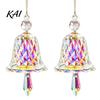 Outdoor Garden Decor Decorations Faux Crystal Bell Suncatcher, Glass Prism Wind Chime Hanging Ornament, Clear Indoor Home Christmas Tree Rainbow Maker