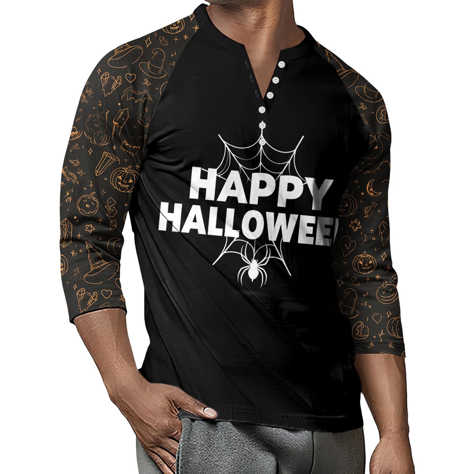 

Мужской контрастный топ реглан на пуговицах с рукавом 3/4 M