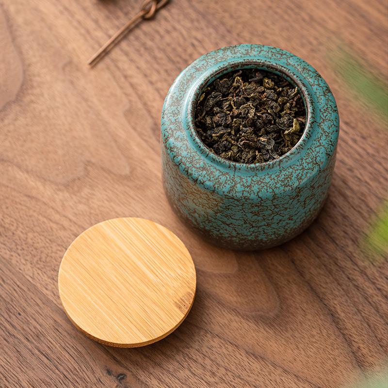 Retro Ceramic Green Tea Caddy High-grade Portable Candy Nuts Coffee Beans Medicinal Herbs Storage Jar Jewelry Box Home Ornament