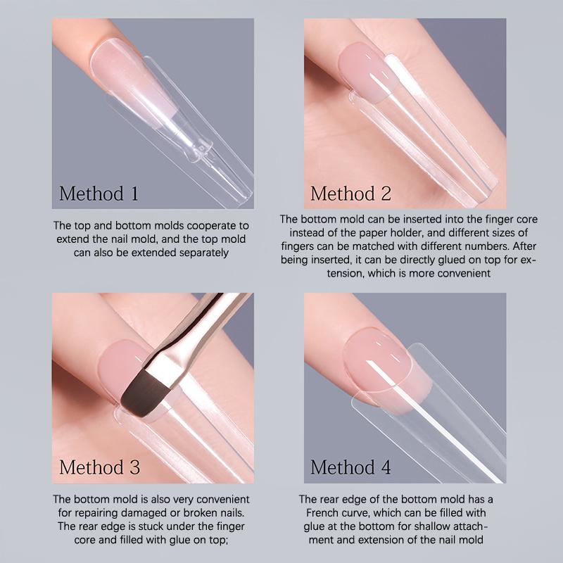 Sandwich Dual Nail Forms 240Pcs 15Size Quick Extensions-Dual Forms No Paper Forms Needed 3D Ellipse Manicure Forms Nail Art Tool