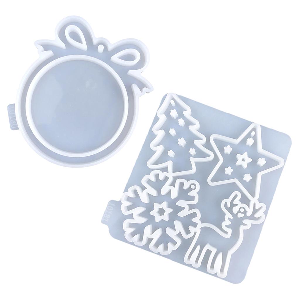 Set of 2 Christmas Tree Pendant Molds Decorative Jewelry Mold Set for Craft Enthusiasts Holiday Decorations Moulds