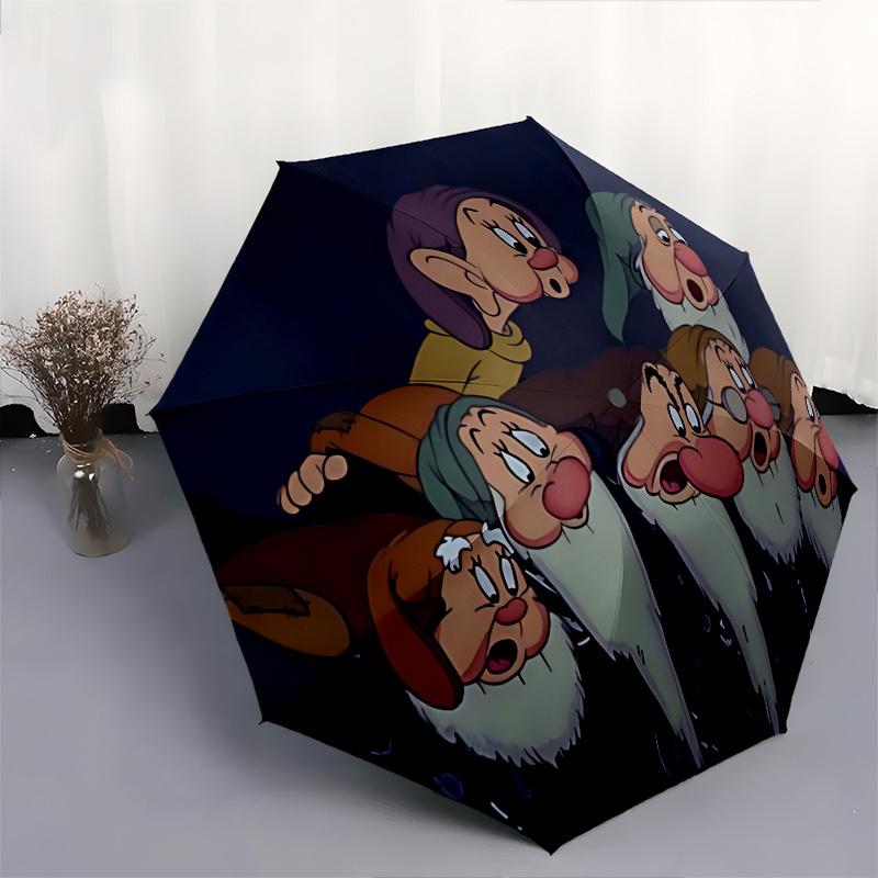 Seven Dwarfs, Snow White Themed Automatic Opening and Closing Umbrella, Brightly Colored 8-rib Portable Umbrella, Suitable for Men and Women, A Perfec
