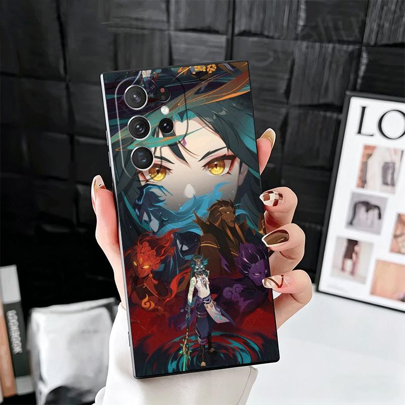 Genshin Impact Xiao Weiche Handyhülle für Samsung Galaxy S26 S25 Edge S24 Ultra S23 Plus S22 S21 FE S20 Schwarze Rückseite