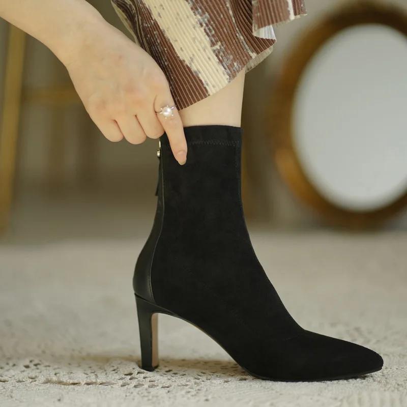 2024 new women highheeled socks boots Outdoor antislip pointed shoes Fashion Stretch Thin Boot Casual comfort shoe Zapatos Botas