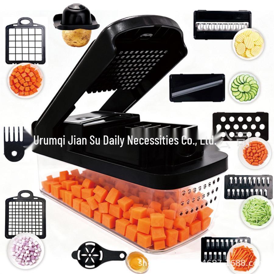 All-Black Multi-Functional Vegetable Cutter: Dices, Slices, and Strips Potatoes, Carrots, and Cucumbers