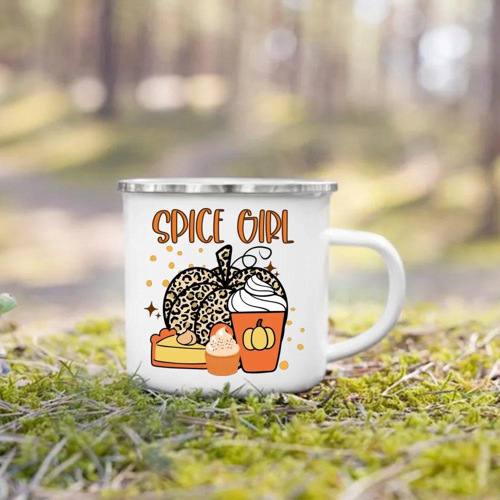 Take Me To The Pumpkin Patch Printed Enamel Mugs Coffee Cups Thanksgiving Party Juice Mug Cocoa  Handle Cup Fall  Holiday Gifts