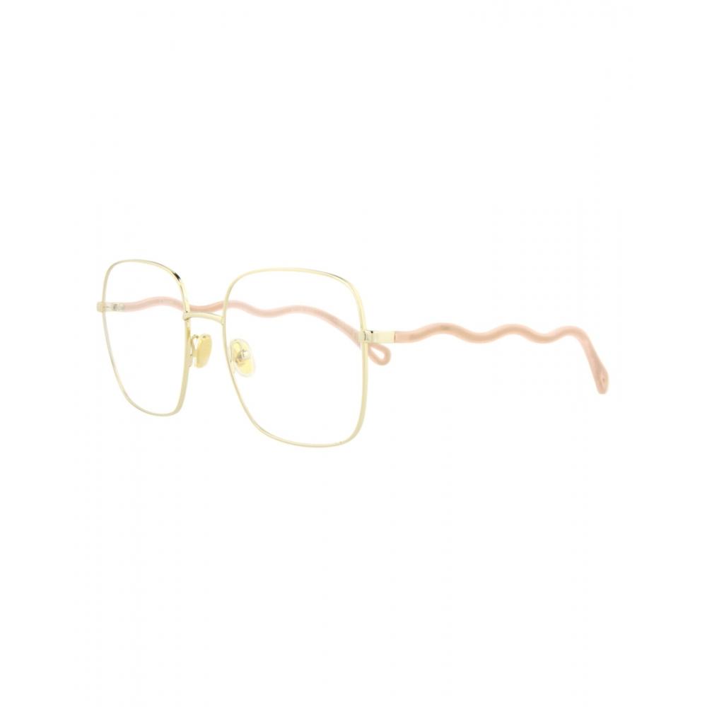 Chlo  Square Frame Metal Optical Frames Gold Pink Transparent