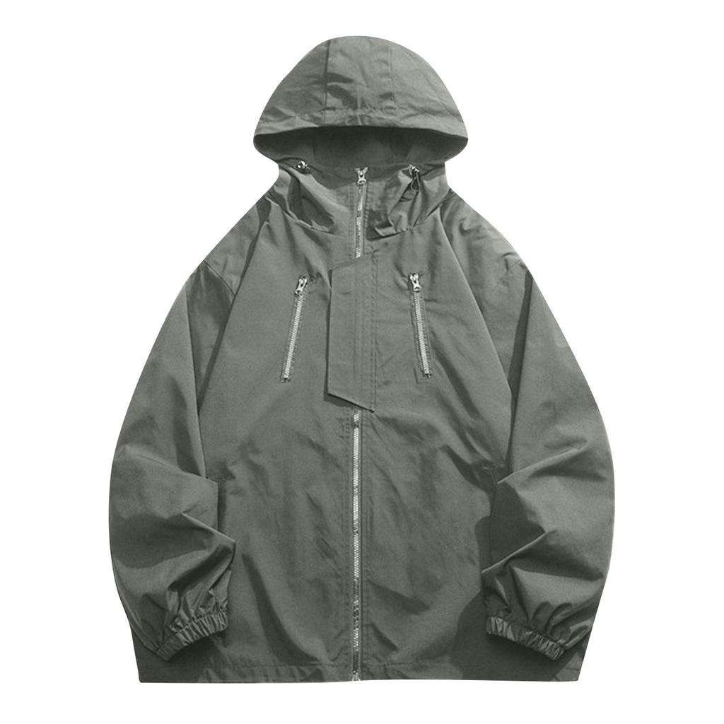 Men's Casual Sports Jacket Lightweight Hooded Hiking Golf Raincoats With Pockets