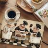 Set di 4 tovagliette divertenti a cartoni animati da chef, set da 4 tovagliette in lino per tavolo da cucina, decorazione per sala da pranzo