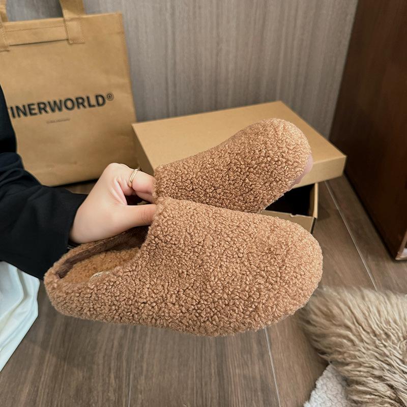 

Полусапожки баотоу из овечьей шерсти женские для улицы 2025 осень и зима новая толстая подошва шерстяные туфли универсальные ленивые туфли 40