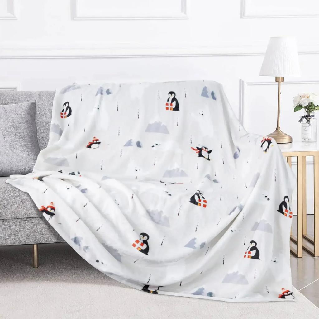 Penguin Flannel Throw Blankets Soft Lightweight Cozy Warm Gifts for Kids Boys Womens Girls Adults All Seasons Couch Bed Chair