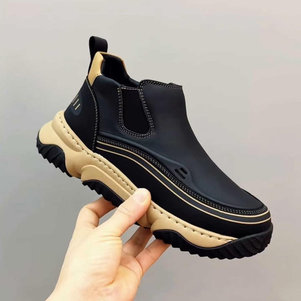 Men's Shoes 2025 New Soft-soled Soft-faced Leather Thick-soled Heightened Lightweight and Durable Non-slip One-pedal Leather Shoes Men's Sports
