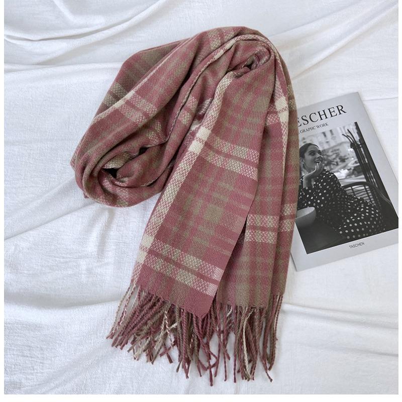 Warm Plaid Cashmere Shawl Poncho Winter Scarf Luxury Print Blanket Pashmina Wraps Bufanda with Tassel Casual