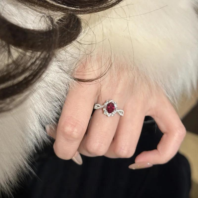 

Винтажное винтажное кольцо для помолвки в придворном стиле с роскошным рубином, инкрустированное цирконом, простые красные кольца для женщин, изящный циркон, подарок resizable красный