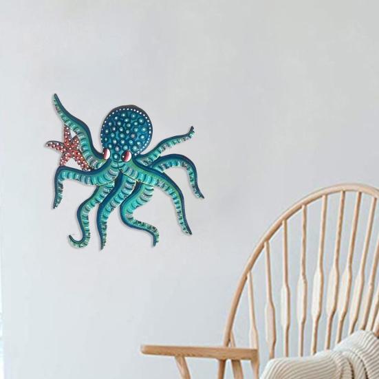 Holz Oktopus Wanddekoration See Strandhaus Badezimmer Ozean Wandkunst Küsten Nautisch Meerestier Hängendes Ornament