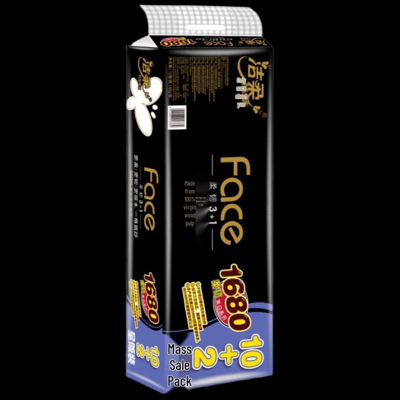 JieRou Black Face 4-Ply Toilet Paper Rolls