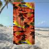 Tropical Palm Tree & Beach Scene Beach Towel, Soft Durable Quick-Drying, Ideal For Summer Beach, Swimming & Camping
