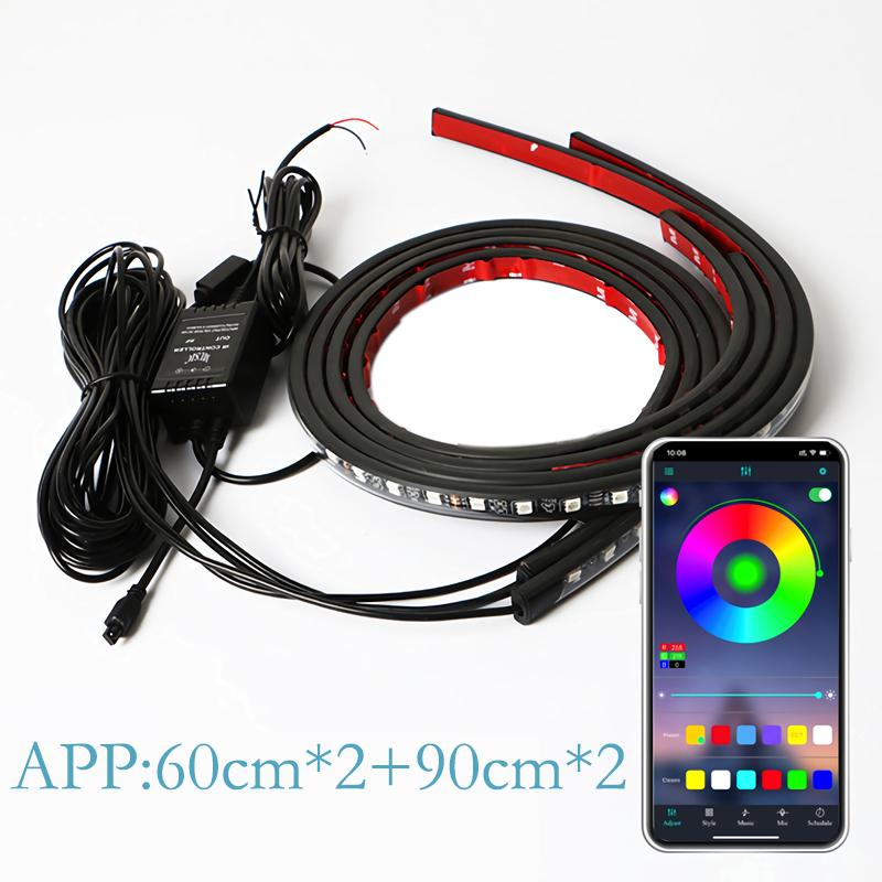 Car Underglow Neon Light Flexible LED Strip Underbody Remote/APP Control RGB Dream Color Auto Decorative Ambient Atmosphere Lamp Neon Lights 4