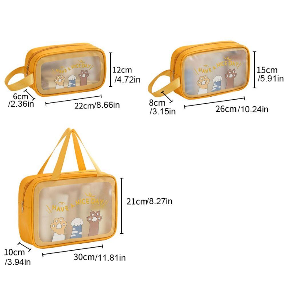 Large Capacity Cartoon PVC Cosmetic Bag Square Wash Pouch Cute Transparent Makeup Bag  Girl