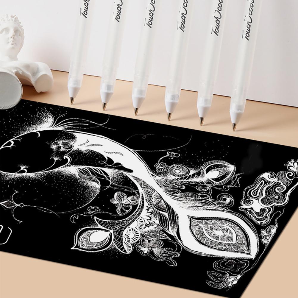 Pix marker alb de 0,8 mm, stilou cu gel cu cerneală creativ, pixuri graffiti pentru pictură, pentru student, desen, artă, scris, articole de papetărie