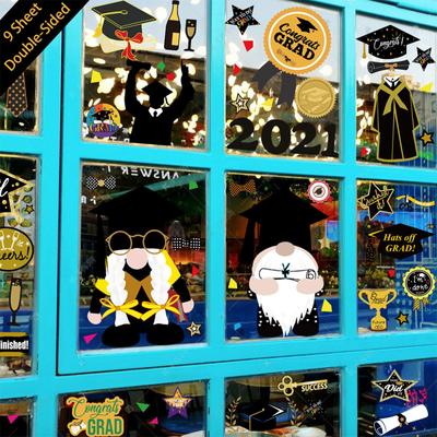 9 Pcs/set Wall Sticker Pvc Graduation Season Stickers Electrostatic Window Stickers