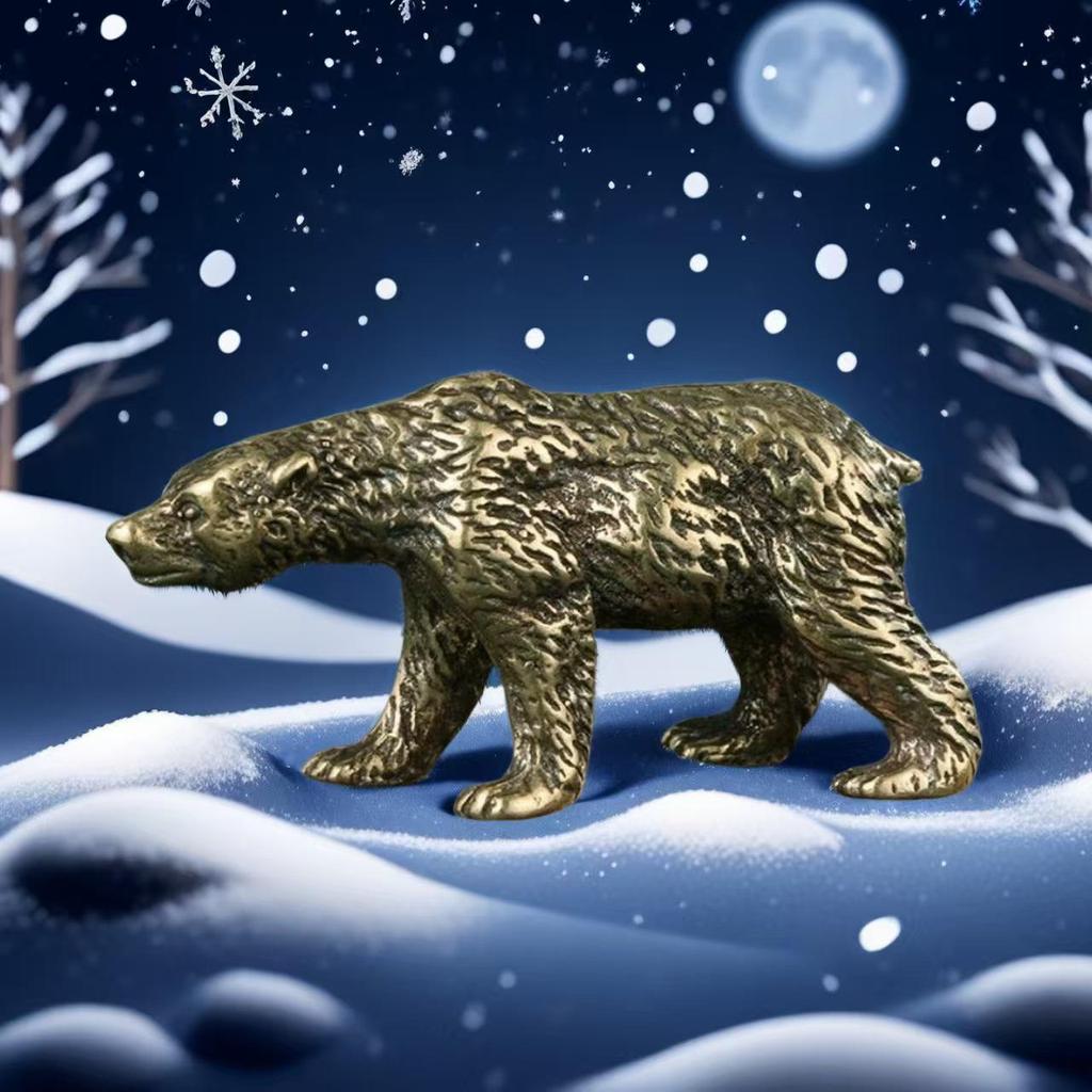 Antike Gelbkupfer Eisbär Ornament - Solide Handheld Tierdekoration und Teehaustier