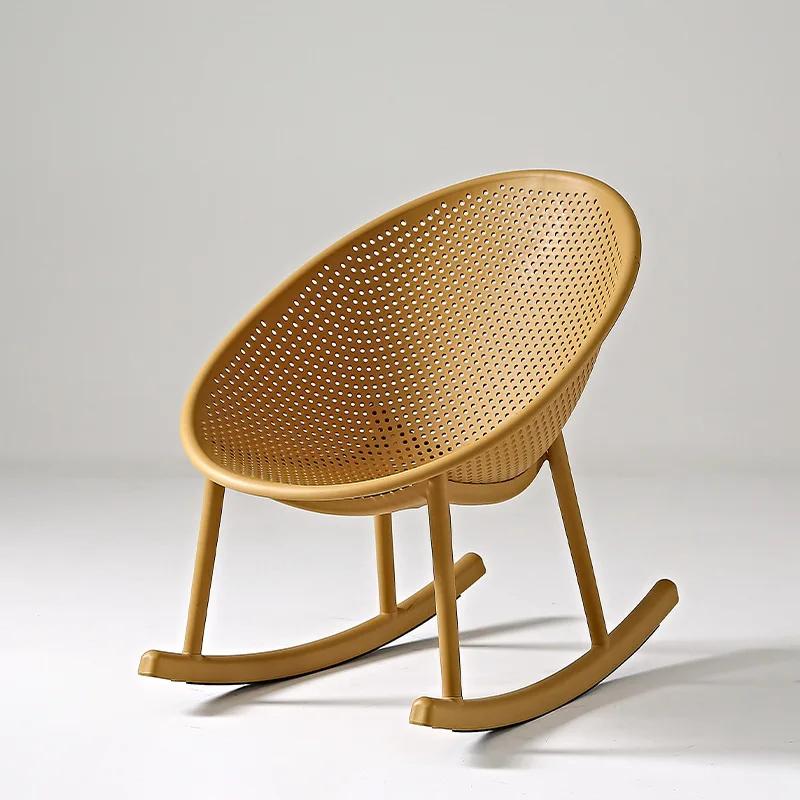 Nordic Household Creative Rocking Chair Back Makeup Chair Plastic Dining Chair Modern Living Room Recliner Minimalist