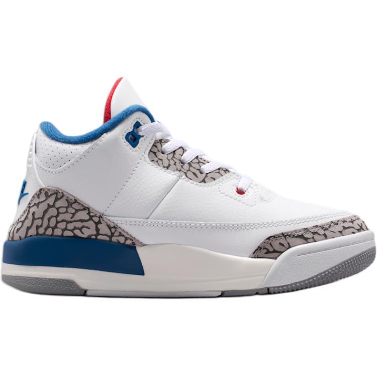 Air Jordan 3 Retro OG PreSchool 'True Blue' 2026 (Uniseks) Witte / Varsity Rode / Echte Blauwe / Cement Grijze / Antraciet Kinder Basketbalschoenen