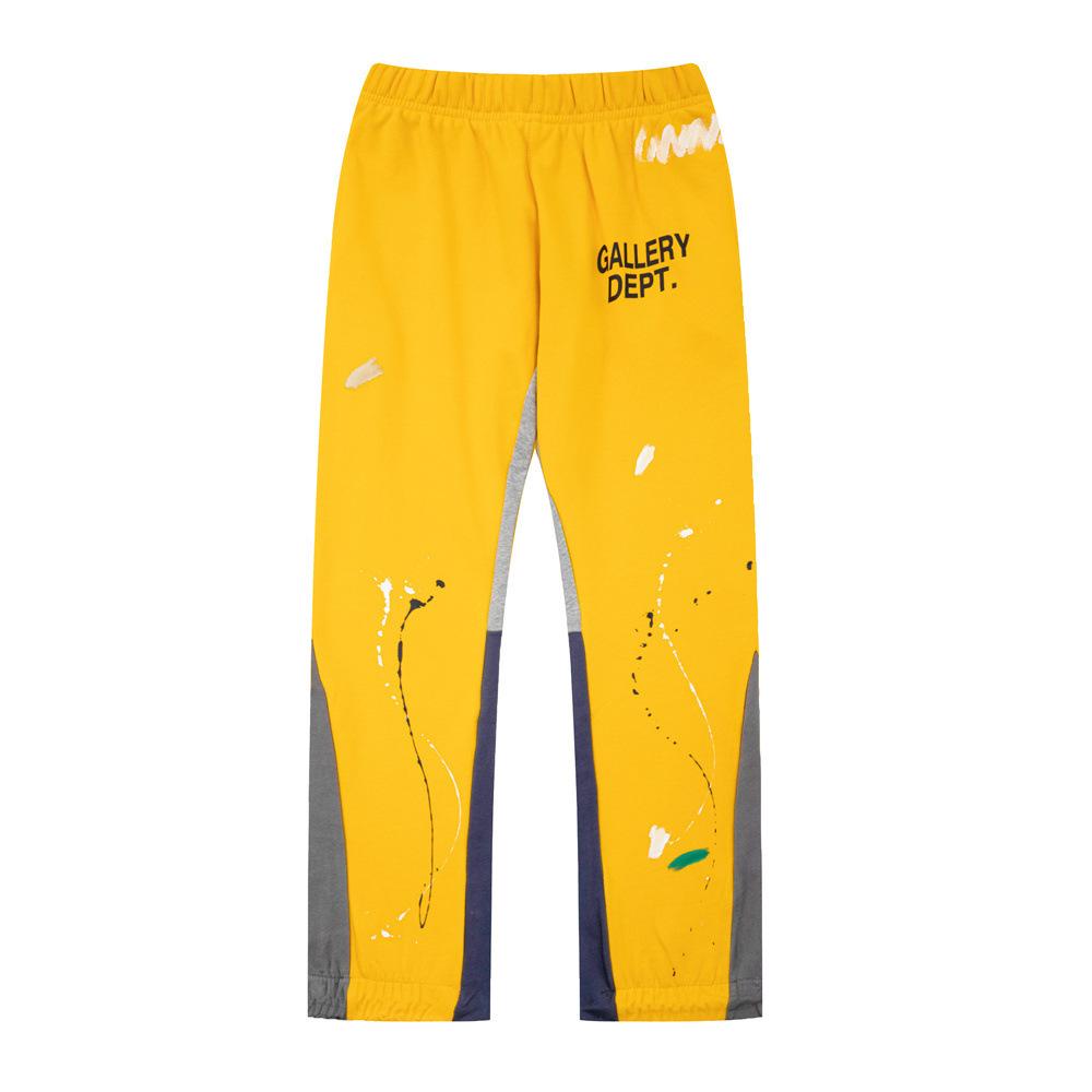 Gallery Dept Pantalon de survêtement décontracté style high street à cordon de serrage, splicing à éclaboussures d'encre peint à la main, légèrement tiré, pantalon de sport ample pour hommes et femmes