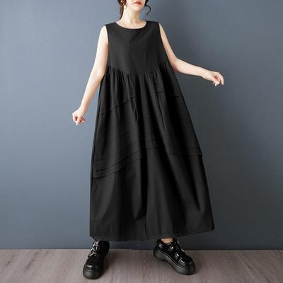 Ärmellos Plus Size Vintage Neu in Kleider für Damen lässig locker lang Sommerkleid