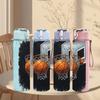 1 PZ Giocatore di Basket Dark Moody Arte Sportiva 750ml Plastica Colorata Borraccia Sportiva Tappo a Vite Anti-perdita con Cannuccia Pieghevole Adatta per Sport Ufficio Uso Domestico
