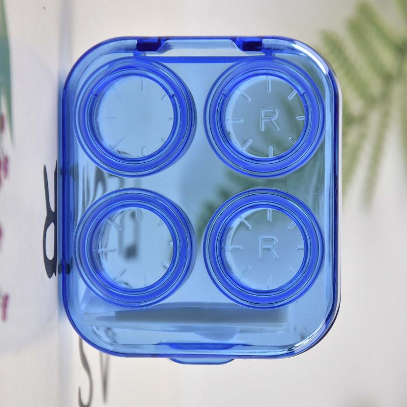 Two-Piece No-Twist Press-On Transparent Contact Lens Case - Portable Double Colored Storage