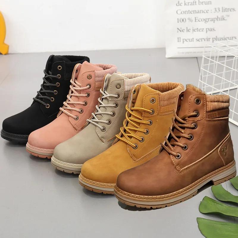Fashion Platform Boot Winter Warm Snow Boots Ladies Ankle Outdoor Thick Bottom Sneakers Non-slip Lace Up Plus Size 36-42 Shoes for Women