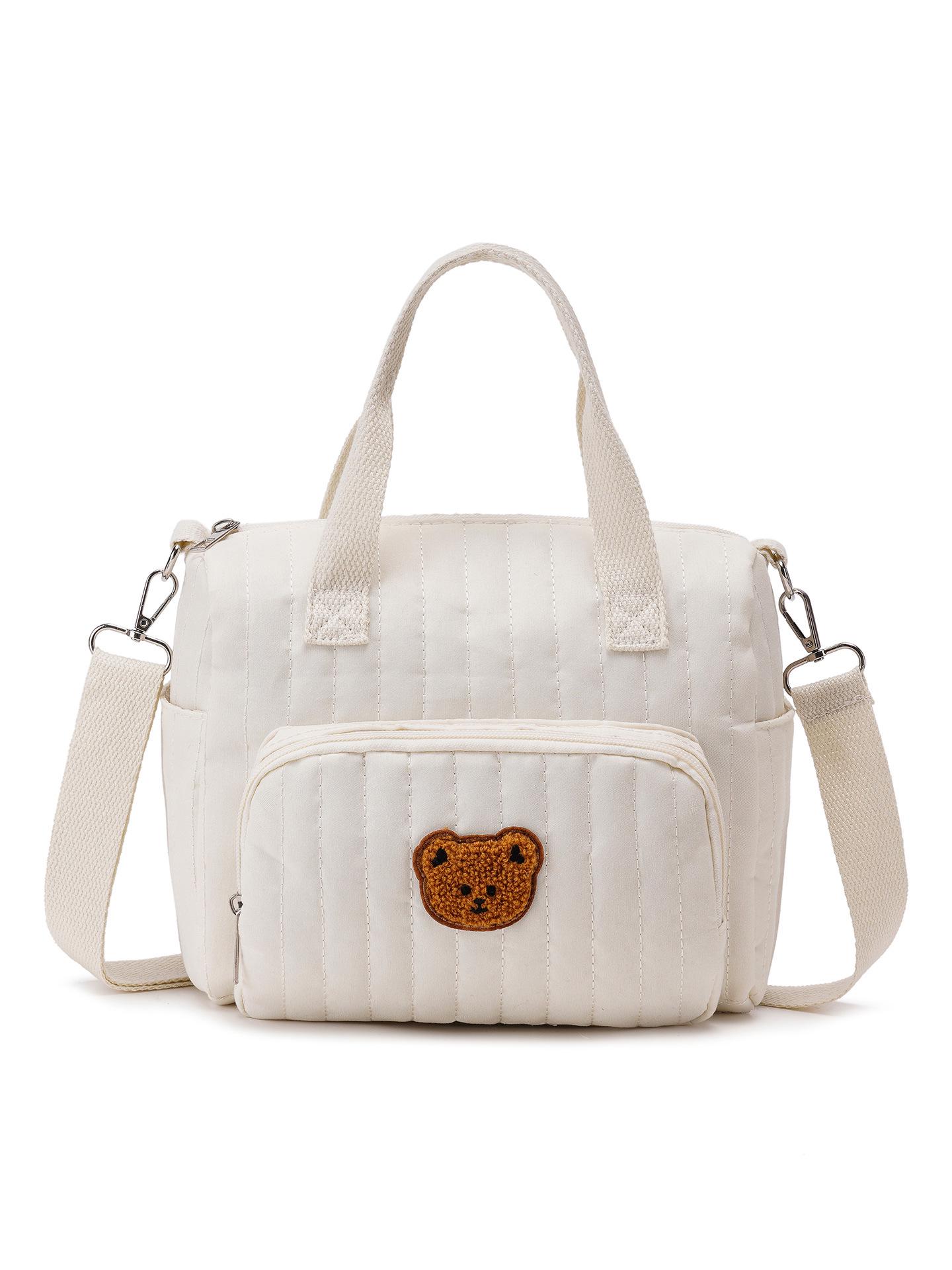 

Quilted Embroidery Mummy Bag: Lightweight, Large Capacity Bear Design for Short Trips - Handheld, Shoulder, & Crossbody Options 24-11-20
