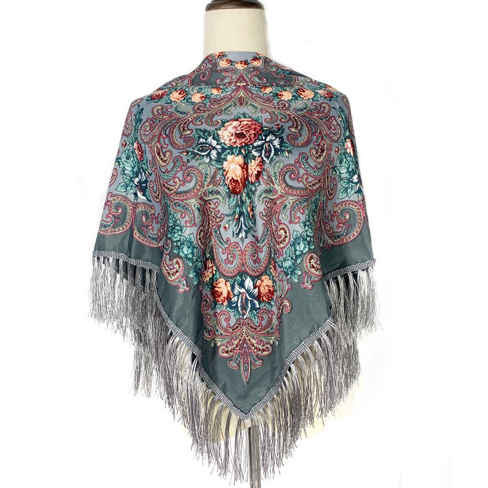 Damen Ethno-Print Warmer Schal Stola - Herbst/Winter Quadratisches Muslimisches Kopftuch