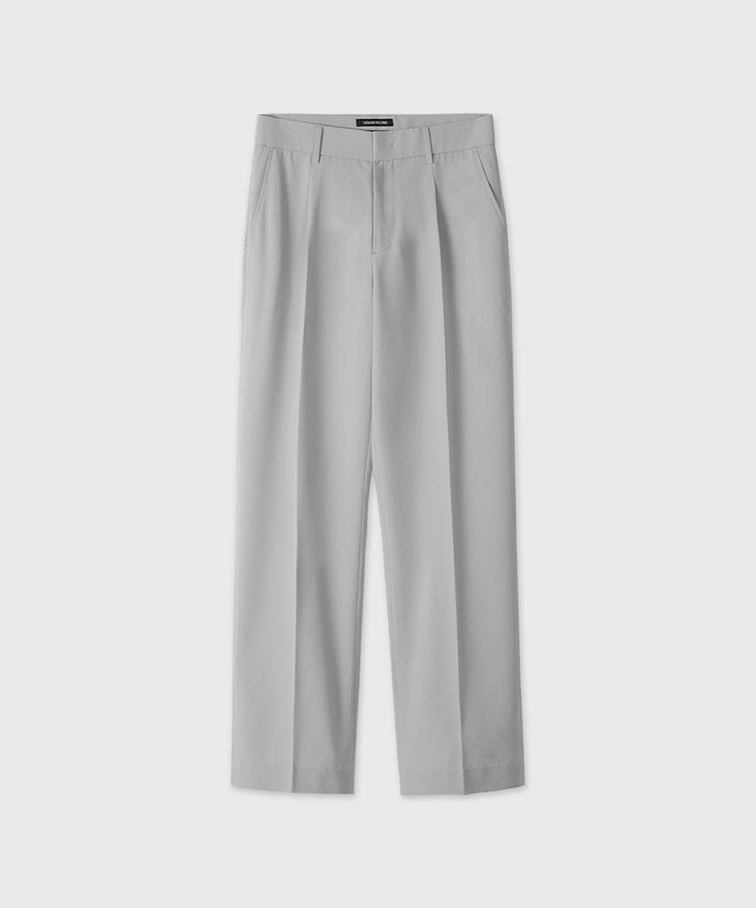 LEMAIN SECOND Single-Pleat Semi-Wide Hidden Elastic Waist Slacks [Light Gray]