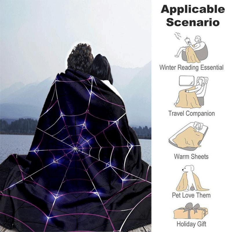 1pc Spider Web Printing Lightweight Flannel Blanket, Comfortable and Warm Blanket, for Camping Sofa Bed and Couch Office, Suitable for Gift B