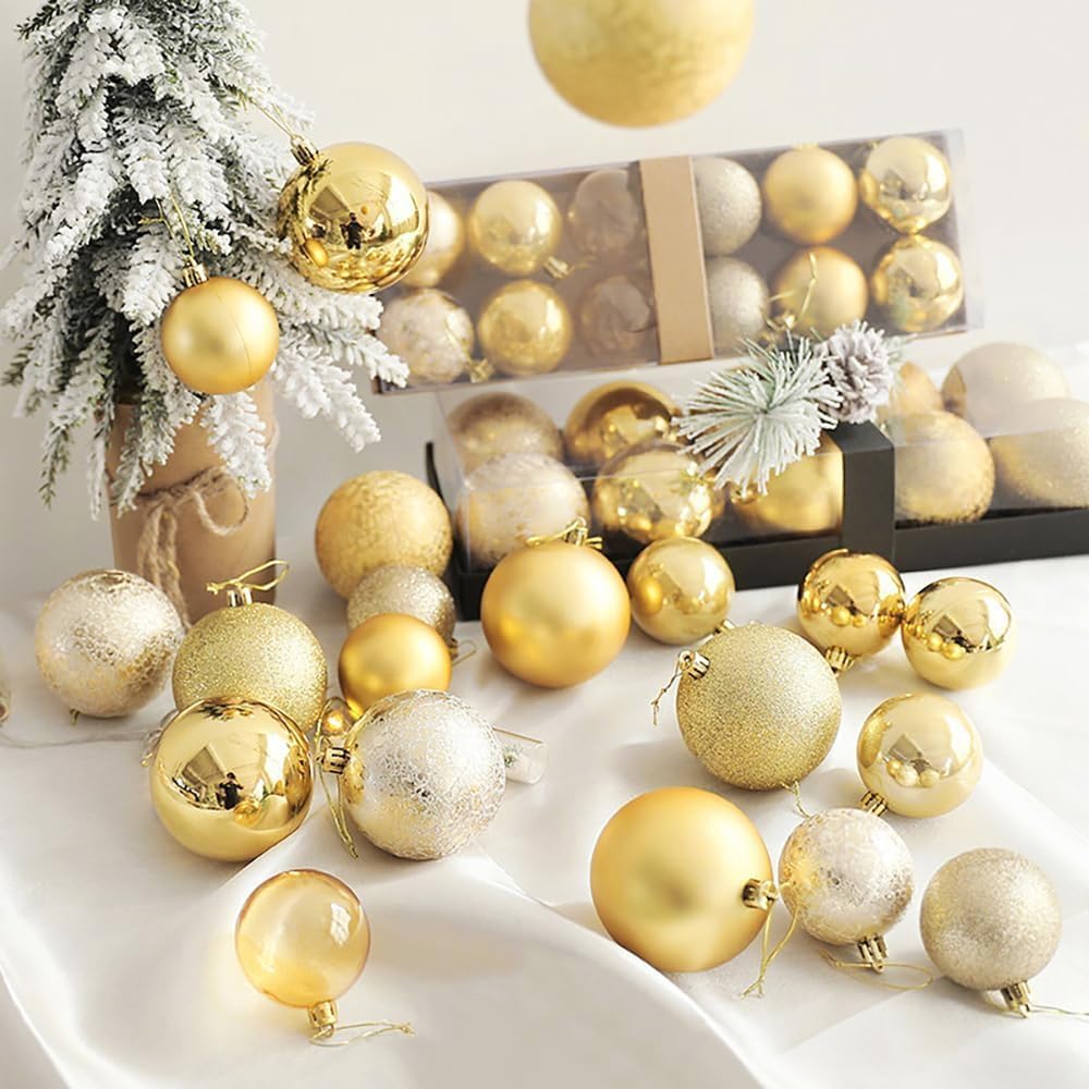 Hanakaze Luxurious Set of Christmas 10 Different Stylish and Gorgeous Gold Perfect for DIY Christmas Decorating and Adding a New 100-Piece